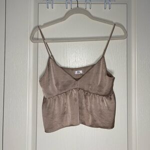 Elegant Tan Camisole Top aritzia satin lovers xxs